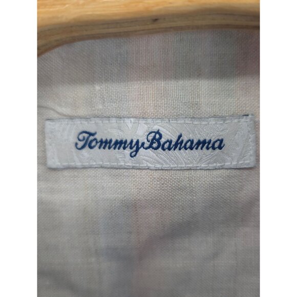 Tommy Bahama Button Up Reverse Weave Shirt XXL Men's Long Sleeve Blue Pink Plaid - Picture 4 of 4